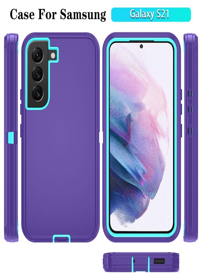 ONOLA Phone Case for Samsung Galaxy S21 Case with HD Screen Protector, Heavy Duty Shockproof & Dropproof 3-Layer Cover Phone Case for Galaxy S21 6.2'',PurpleSkyblue - Image 5