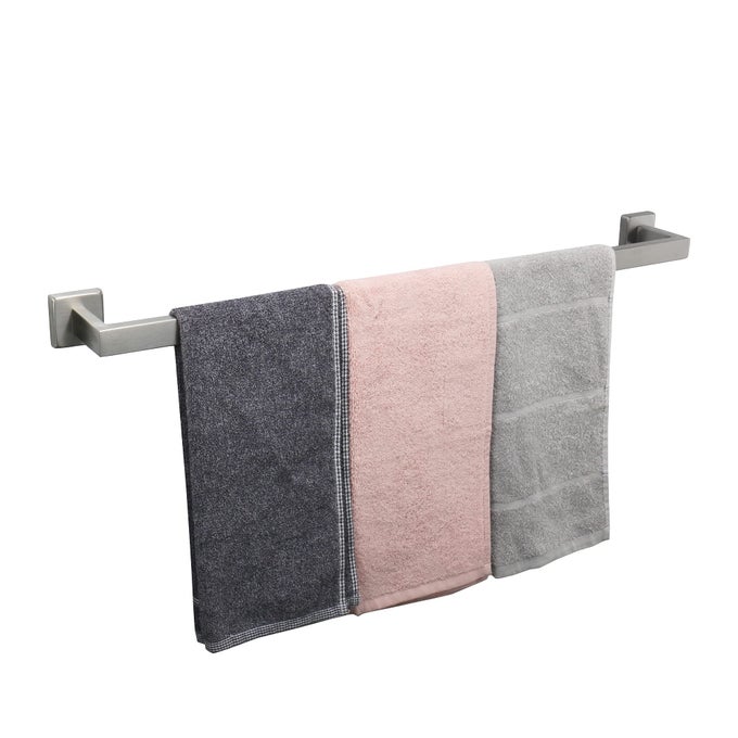BATH TOWEL RACK SQUARE BASE THICKEN SUS304 STAINLESS STEEL TOWEL BAR FOR BATHROOM BATHROOM ACCESSORIES TOWEL ROD HEAVY DUTY WALL MOUNTED TOWEL HOLDER BRUSHED NICKEL 30