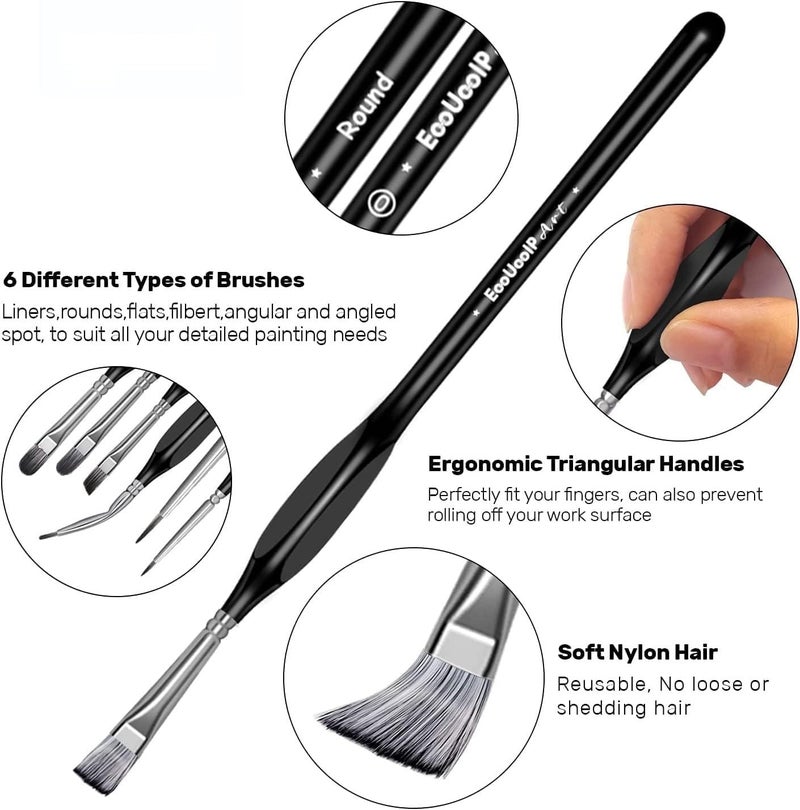 Generic Kreative Kraft Liner Painting Brushes Set 15Piece Acrylic Watercolor Brush Kit in Hard RollUp Pouch Black  - Image 2