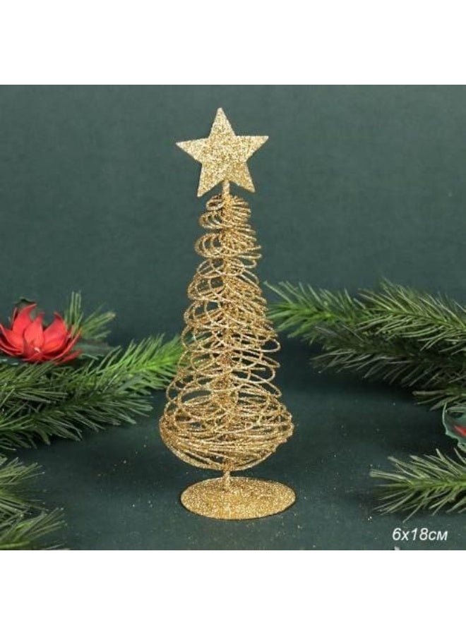 Christmas office tree material: gold metal with glitter size: 18 cm - Image 1