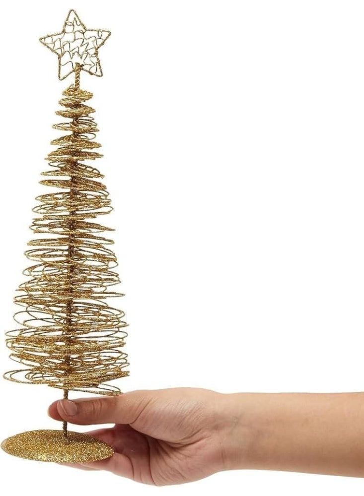 Christmas office tree material: gold metal with glitter size: 18 cm - Image 3