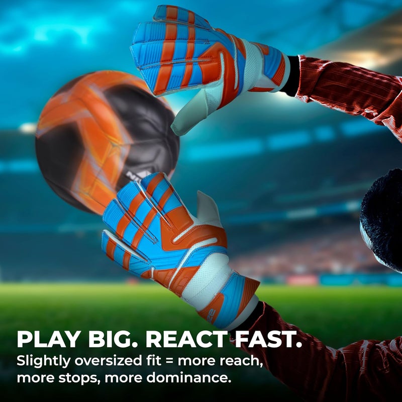Nivia Blaze Synthetic Goalkeeper Gloves for Men & Women, Positive Roll Hybrid Cut, Extra Grip (Orange/Black), Small - Image 4