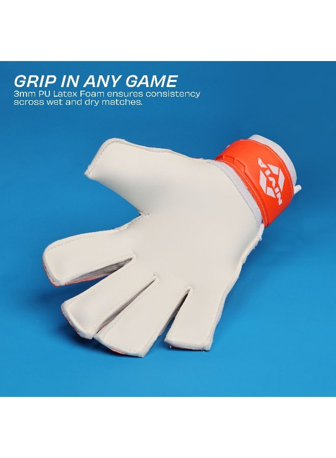 Nivia Blaze Synthetic Goalkeeper Gloves for Men & Women, Positive Roll Hybrid Cut, Extra Grip (Orange/Blue), Small - Image 4