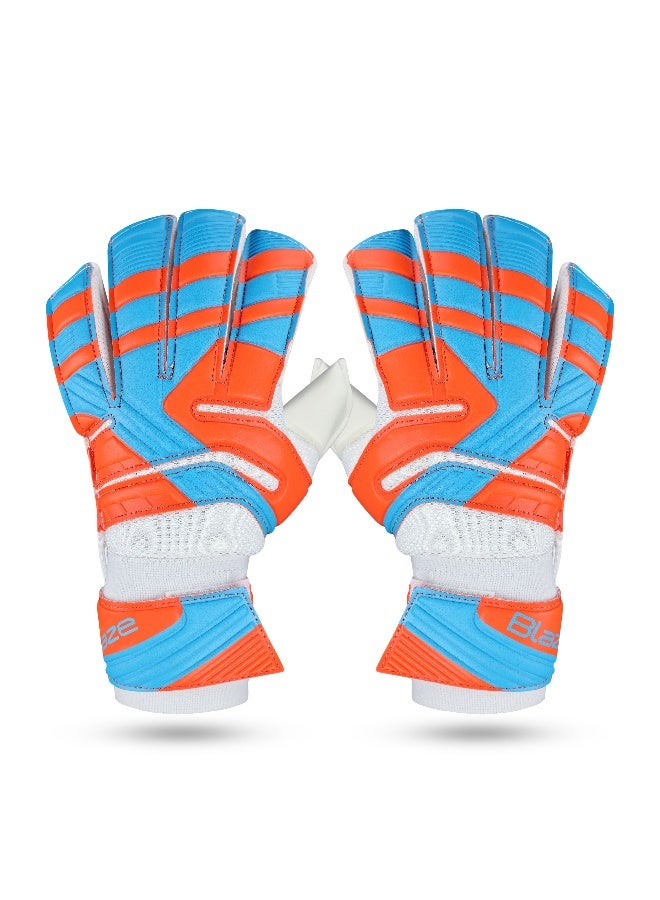 Nivia Blaze Synthetic Goalkeeper Gloves for Men & Women, Positive Roll Hybrid Cut, Extra Grip (Orange/Blue), Small - Image 1