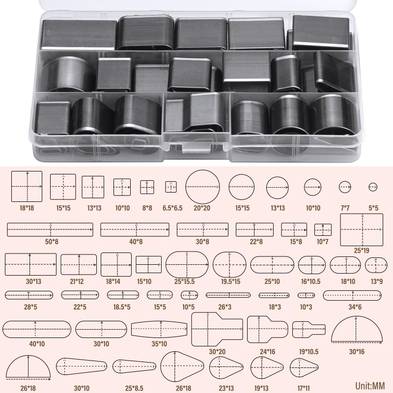 Yizzvb 52 Shape Style Leather Hole Punch Tool for Belts, Multiple Shapes Hollow Punch Cutter Tool, Leather Crafting Tools, Leather Punch Tool Set Hole Punch Cutter, Leather Punch Tool for Leather Craft - Image 2