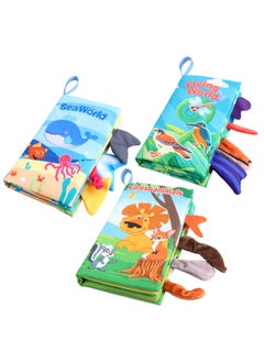 Generic Baby's Sea, Land And Air Tail Cloth Book Ocean Forest Flying Animal Palm Book Early Education Toy With Ringing Paper-Color:English 4 Pages 8 Sides Ranch Animal Tail Cloth Book 40.4g  - Image 5