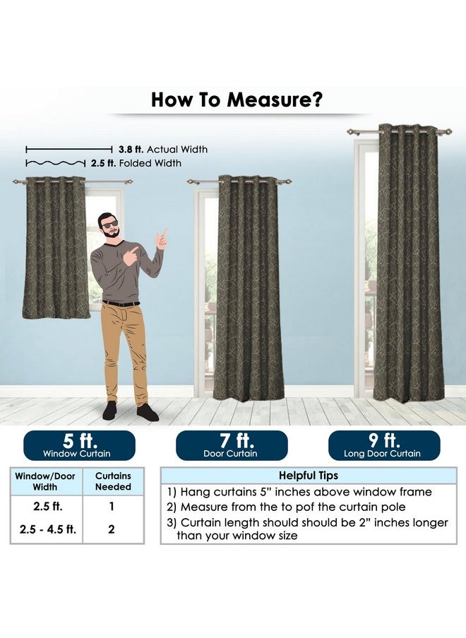 Story@Home Story@Home Room Darkening Long Door Curtains 9 Feet Set of 2 | Branches Design Door Curtain | Thermal Insulated Curtains | Curtains for Living Room | (116 x 275 cm, Brown) | Perfect for Home Decor  - Image 2