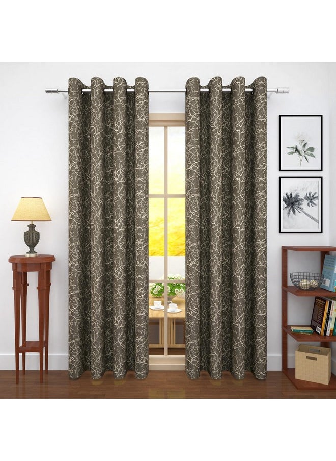Story@Home Story@Home Room Darkening Long Door Curtains 9 Feet Set of 2 | Branches Design Door Curtain | Thermal Insulated Curtains | Curtains for Living Room | (116 x 275 cm, Brown) | Perfect for Home Decor  - Image 4