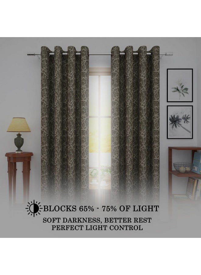 Story@Home Story@Home Room Darkening Long Door Curtains 9 Feet Set of 2 | Branches Design Door Curtain | Thermal Insulated Curtains | Curtains for Living Room | (116 x 275 cm, Brown) | Perfect for Home Decor  - Image 3