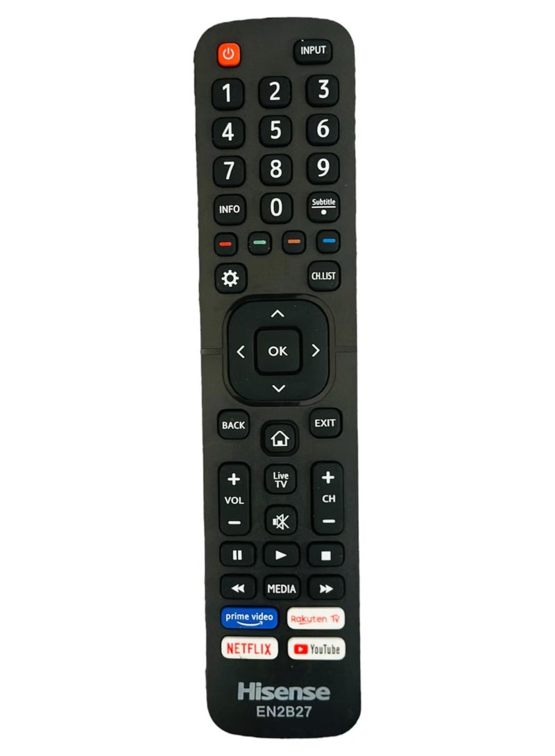 Hisense Replacement Remote Control – For Hisense Smart TVs, with Netflix, Prime Video, YouTube & Google Play Buttons, Black - Image 1