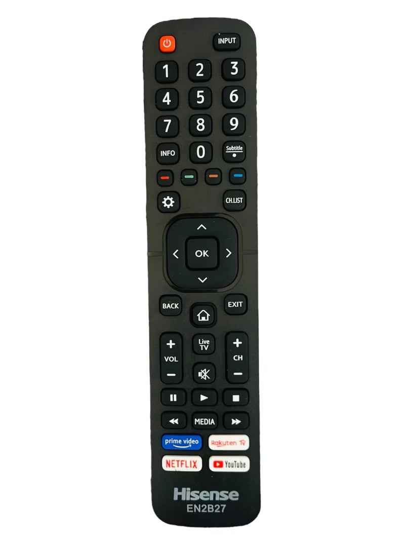 Hisense - Replacement Remote Control For Hisense-Smart-TV-Remote, with Netflix, Prime Video, YouTube, Google Play Buttons Black - Image 1