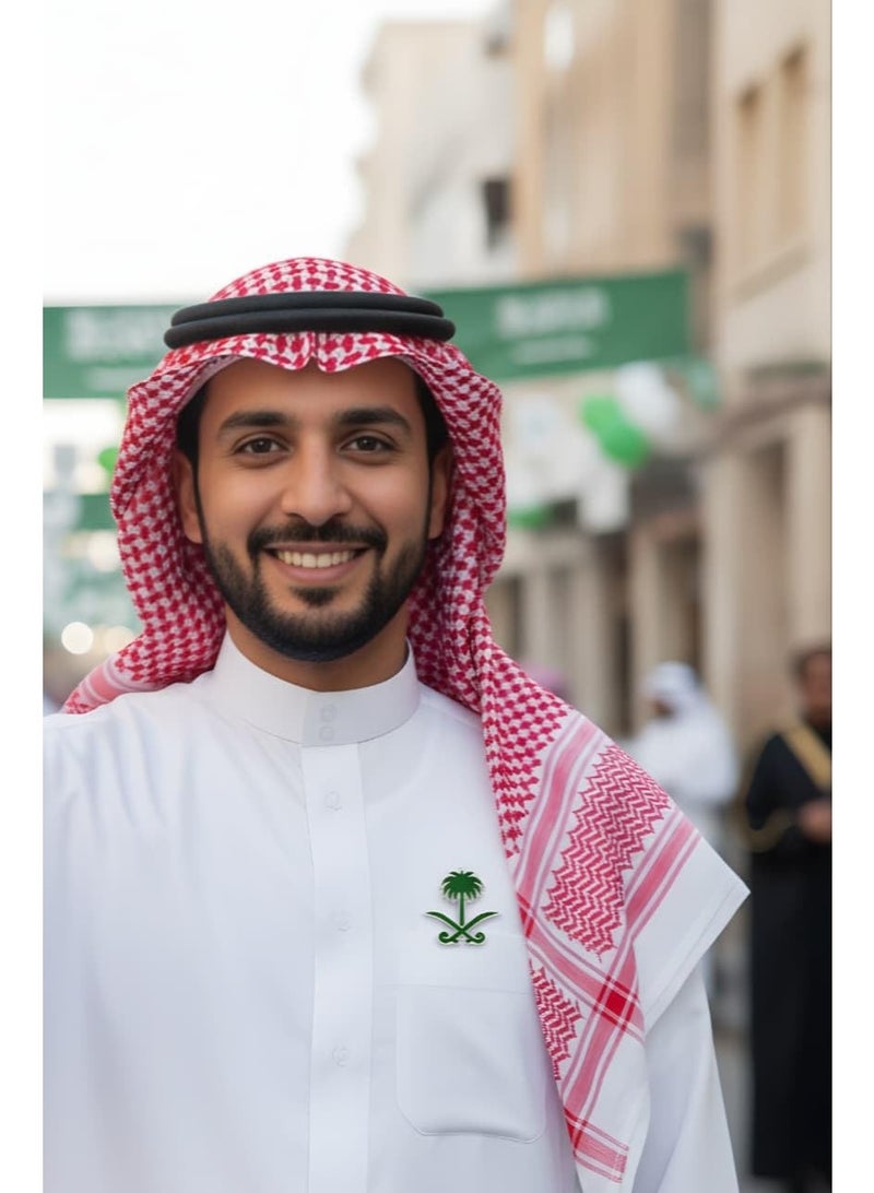Saudi National Day Gift Set – Palm Tree & Swords Emblem Keychain, Necklace Pendant & Brooch – Premium Silver Tone with Green Enamel, National Pride Souvenir for Men & Women - Image 2
