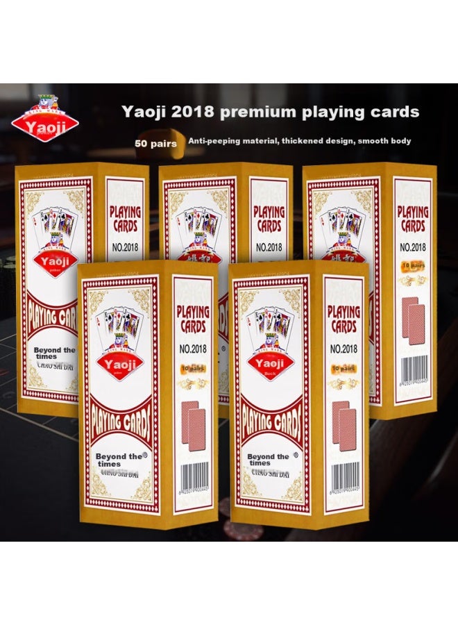 Yaoji Playing Cards 2018 Red, Durable Entertainment Playing Cards, Joking Flower Dou Dizhu Upgraded 5 Packs, 50 Decks In Total - Image 1