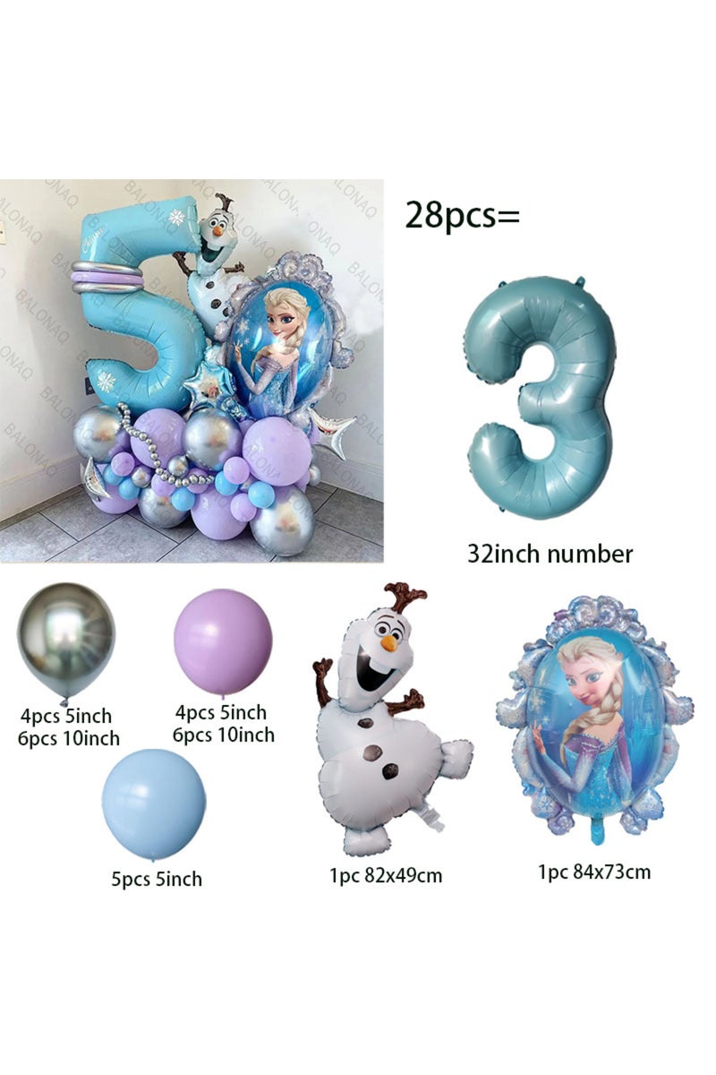 as picture style-3 28pcs Frozen Foil Balloons Set Elsa Princess Cartoon Theme Party Decorate Girls B