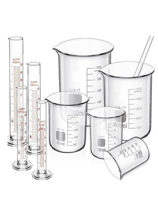 10pcs Glass Measuring Beaker Graduated Measuring Cylinder with Stirring Rod 50100 250500 1000 ml Thick Glass Beakers and 510 50100 ml Graduated Cylinders for Science Lab Experiment Kit 01 - pzsku/ZFF5DBCFA72DAEC8AD44FZ/45/_/1717049214/48a4ebcd-1f0d-4d1d-8927-cd955ec4a702