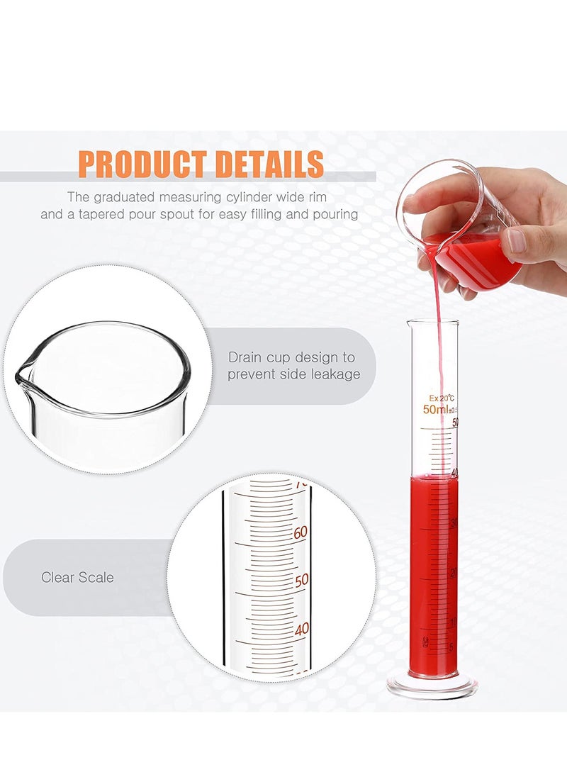 SYOSI - 10pcs Glass Measuring Beaker Graduated Measuring Cylinder with Stirring Rod 50100 250500 1000 ml Thick Glass Beakers and 510 50100 ml Graduated Cylinders for Science Lab Experiment Kit 01 - Image 1