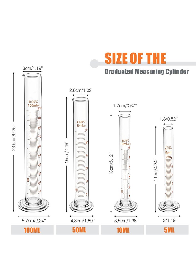 SYOSI - 10pcs Glass Measuring Beaker Graduated Measuring Cylinder with Stirring Rod 50100 250500 1000 ml Thick Glass Beakers and 510 50100 ml Graduated Cylinders for Science Lab Experiment Kit 01 - Image 1