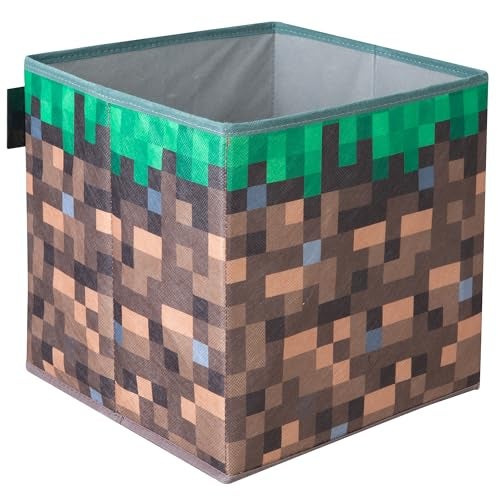 Phoenix group AG Minecraft: Fabric Storage Boxes: 2pc - TNT & Grass Block - 10" Collapsible Square Cubes, Toys-Games-Clothes Organization, Game Theme Decor, Licensed - Image 4