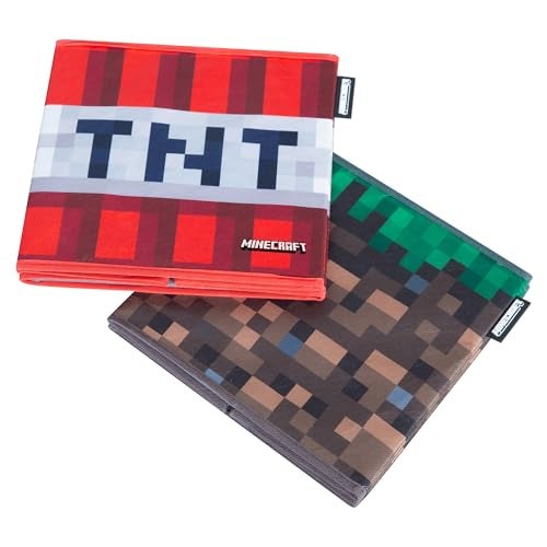 Phoenix group AG Minecraft: Fabric Storage Boxes: 2pc - TNT & Grass Block - 10" Collapsible Square Cubes, Toys-Games-Clothes Organization, Game Theme Decor, Licensed - Image 2