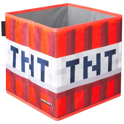 Phoenix group AG Minecraft: Fabric Storage Boxes: 2pc - TNT & Grass Block - 10" Collapsible Square Cubes, Toys-Games-Clothes Organization, Game Theme Decor, Licensed - Image 5