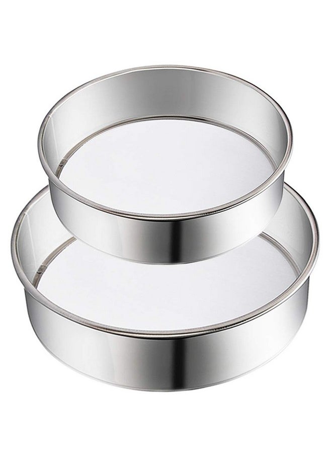 Meirrnyyu 2 Pack Flour Sifter,Stainless Steel Fine Mesh Strainers Flour Sieve,60 Mesh Round Sifter For Baking Cake Bread (6-Inch And 8-Inch)  - Image 1