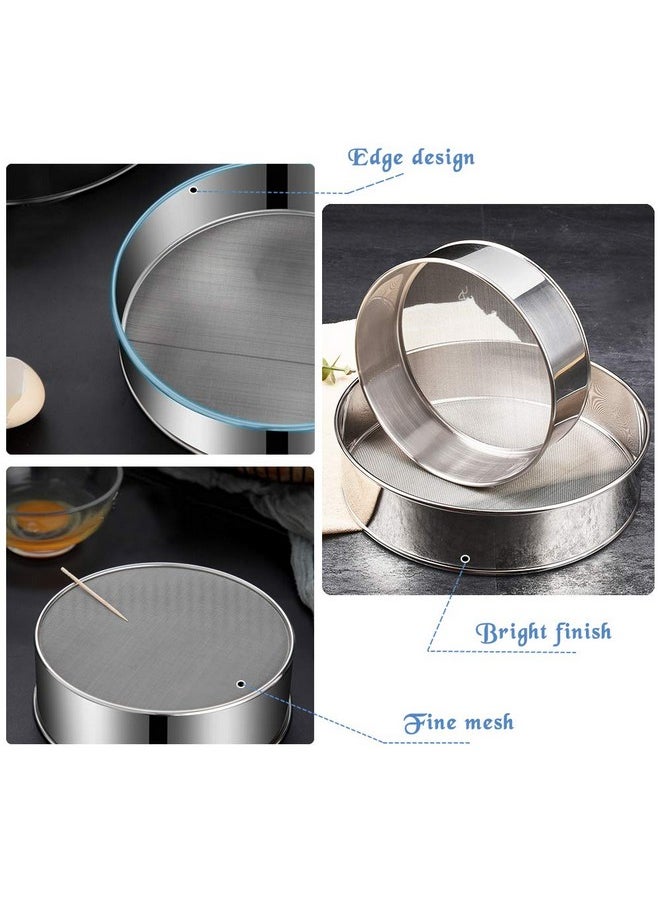 Meirrnyyu 2 Pack Flour Sifter,Stainless Steel Fine Mesh Strainers Flour Sieve,60 Mesh Round Sifter For Baking Cake Bread (6-Inch And 8-Inch)  - Image 3