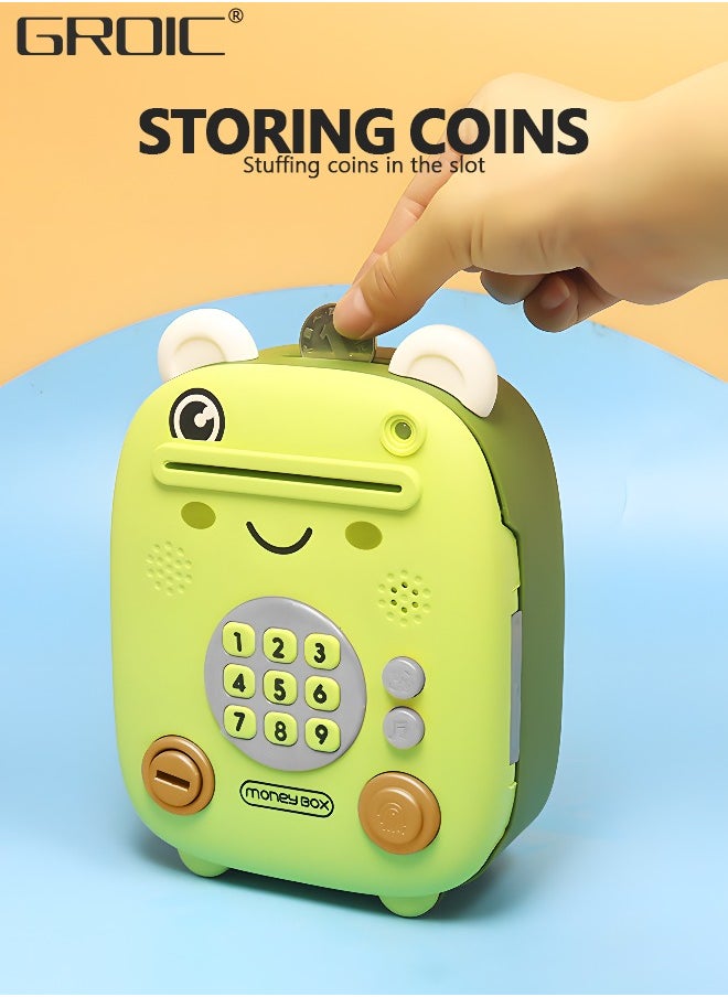 GROIC Frog Electronic Bank Toys, Mini ATM Toys, Safe Coin Banks Money Saving Toys with Personal Password & Fingerprint Unlocking & Music, Best Toy Gifts for Kids  - Image 4