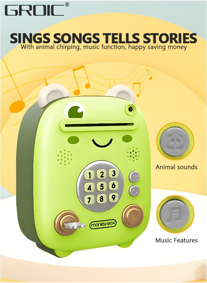 GROIC Frog Electronic Bank Toys, Mini ATM Toys, Safe Coin Banks Money Saving Toys with Personal Password & Fingerprint Unlocking & Music, Best Toy Gifts for Kids  - Image 5