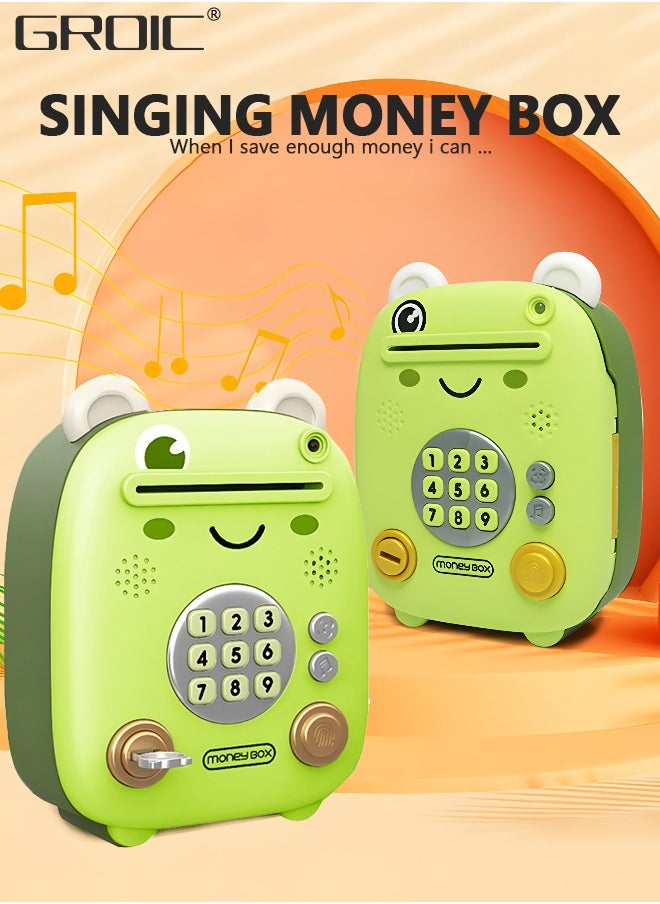 GROIC Frog Electronic Bank Toys, Mini ATM Toys, Safe Coin Banks Money Saving Toys with Personal Password & Fingerprint Unlocking & Music, Best Toy Gifts for Kids  - Image 2