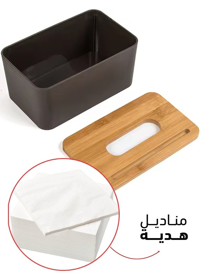 Generic Tissue Box, Wooden Tissue Box Holder Cover, Detachable Facial Tissue Box, Suitable for Toilet, with Gift Tissue Set Inside the Box  - Image 3