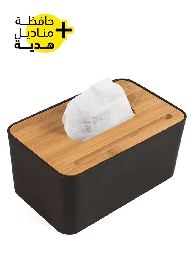 Generic Tissue Box, Wooden Tissue Box Holder Cover, Detachable Facial Tissue Box, Suitable for Toilet, with Gift Tissue Set Inside the Box  - Image 2