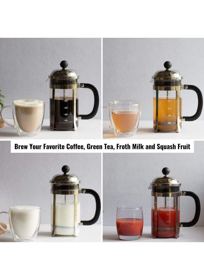 InstaCuppa - InstaCuppa French Press Coffee Maker with 4 Part Superior Filtration, Premium Grade Stainless Steel Coffee Plunger, 1000 ML - Image 1