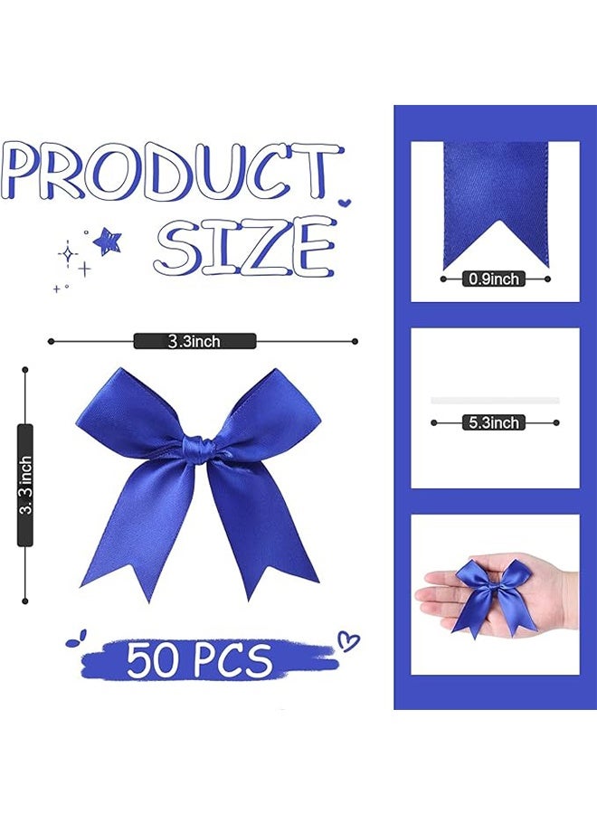 50 قطعة 3.35 بوصة (حوالي 8.4 سم) أقواس التفاف الهدايا الزرقاء ، تغليف هدايا القوس الصغير الأنيق ، الحرف اليدوية ، زينة الحفلات ، حفلات استقبال المولود الجديد ، أعياد الميلاد ، زينة الزفاف ، أكياس الهدايا - Image 2
