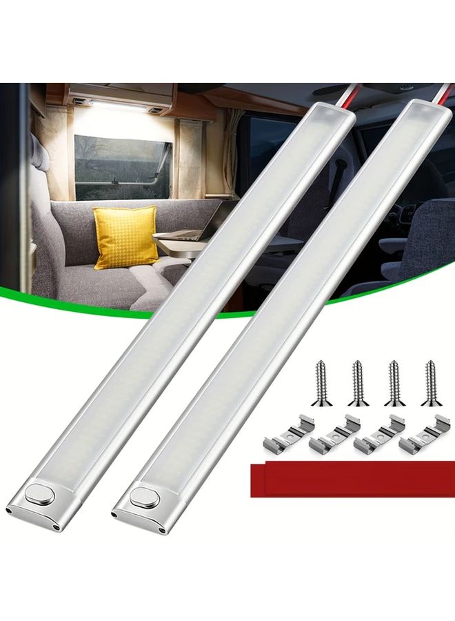 2 Pack 12V LED Interior Light Strip 168 Leds 1700 Lumens with Switch for RV Van Car Boat - Image 1