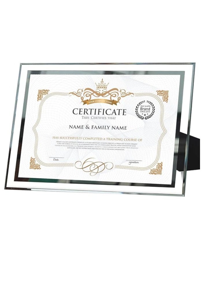 Generic - 2 packs silver A4 picture frame, certificate holder, glass, diploma sea newspaper shelf, desktop photo display shelf - Image 1