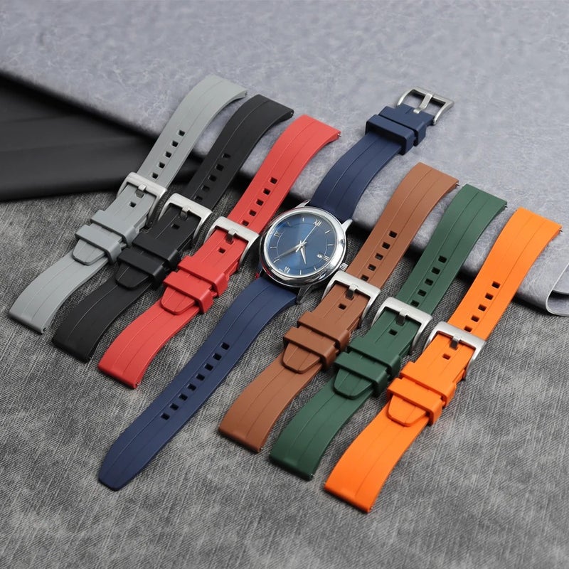 Bluejw Replacement Sports Waterproof Watch Band with Logo – Quick Release Fluorine FKM Rubber Strap for 20mm 22mm Watches, Multi Colors - Image 4