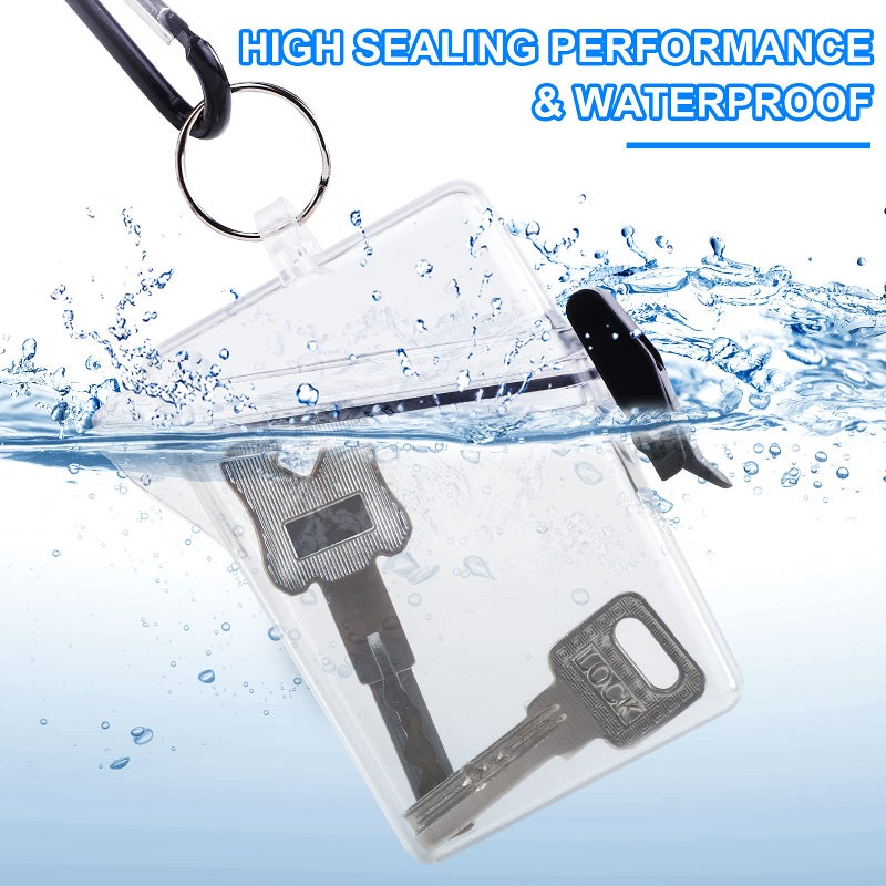 URATOT 4 Pack Waterproof Badge Holder Clear Safe Waterproof Card Holder with Lanyard for Cards, Coin and Money Heavy Duty Durable Locker Dry Box - Image 4