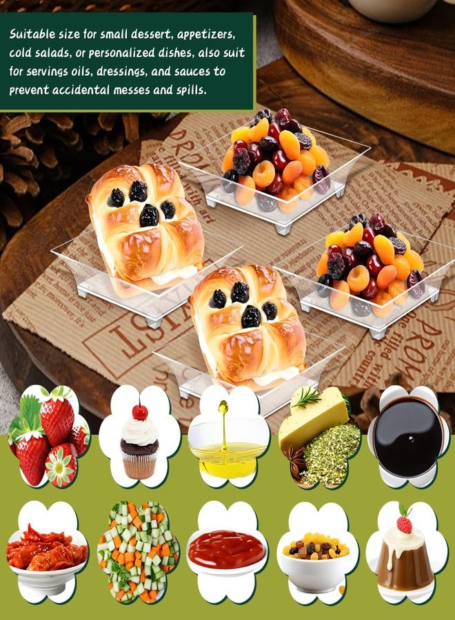 GothaBach 200 Pcs Mini Dessert Plates, Clear Disposable Plastic Tray, Mini Plastic Dish for Sauce, Dessert, Fruit or Appetizer(2.4'') - Image 4