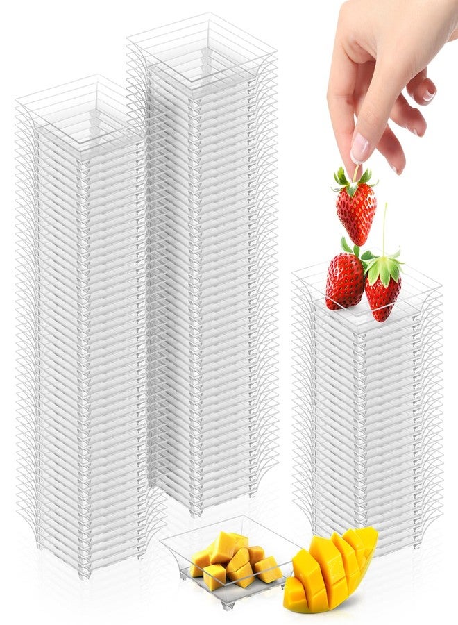 GothaBach 200 Pcs Mini Dessert Plates, Clear Disposable Plastic Tray, Mini Plastic Dish for Sauce, Dessert, Fruit or Appetizer(2.4'') - Image 1