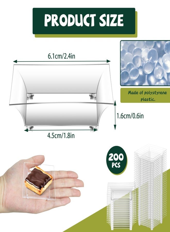 GothaBach 200 Pcs Mini Dessert Plates, Clear Disposable Plastic Tray, Mini Plastic Dish for Sauce, Dessert, Fruit or Appetizer(2.4'') - Image 2