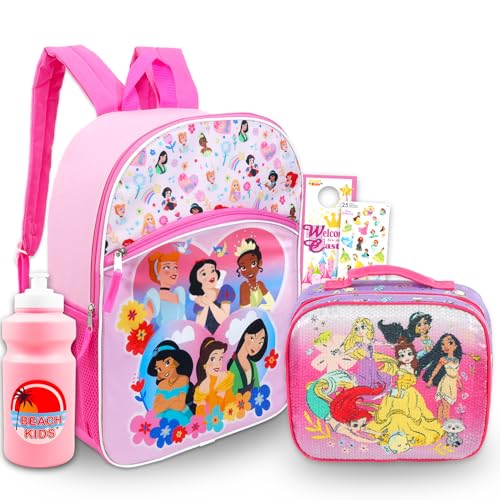 Disney Princess Backpack with Lunch Box Set - Bundle with 16" Snow White Backpack, Lunch Bag, Stickers, Water Bottle, Stickers, More | Disney Princess School Bag for Girls - Image 1