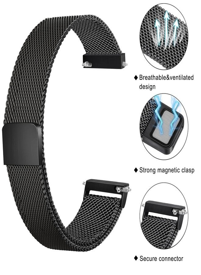 AK Metal Band Compatible with Garmin Vivoactive 5 / Vivoactive 3 / Venu 2 Plus/Venu Watch Bands, Mesh Loop Magnetic Strap for Garmin Vivoactive 5, Forerunner 645/245 Music Smart Watch (Black) - Image 3