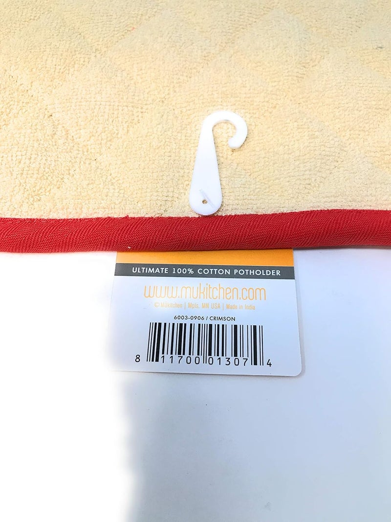 Mukitchen MÜkitchen MÜpotholder Herringbone Cotton Kitchen Potholder | Multipurpose Hot Pad | Machine Washable and Durable | (Crimson) - Image 2