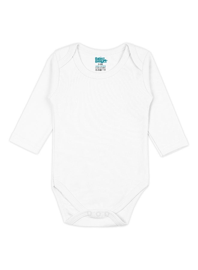 Babies Basic 100% Super Combed Cotton, Long Sleeves Romper/Bodysuit, For New Born To 24Months, Set Of 6 - White  - Image 5