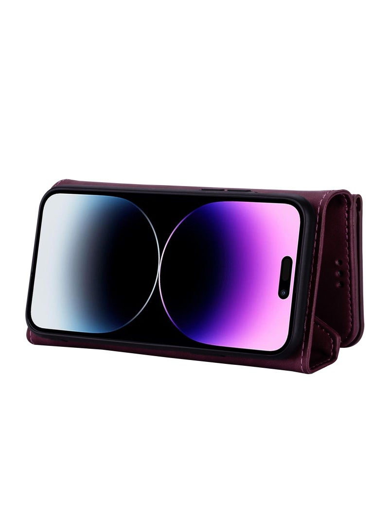 Suteni Flip Cover Leather Protective Hidden Card Slots Phone Case for iPhone - Image 2