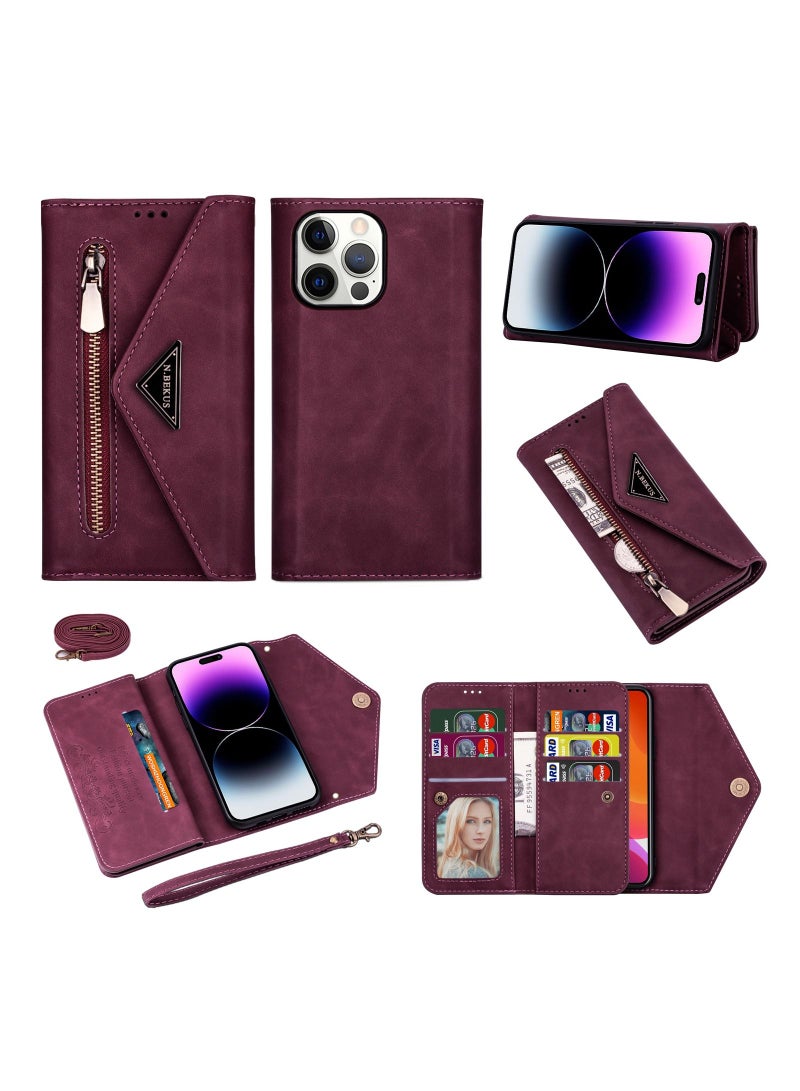 Suteni Flip Cover Leather Protective Hidden Card Slots Phone Case for iPhone - Image 3