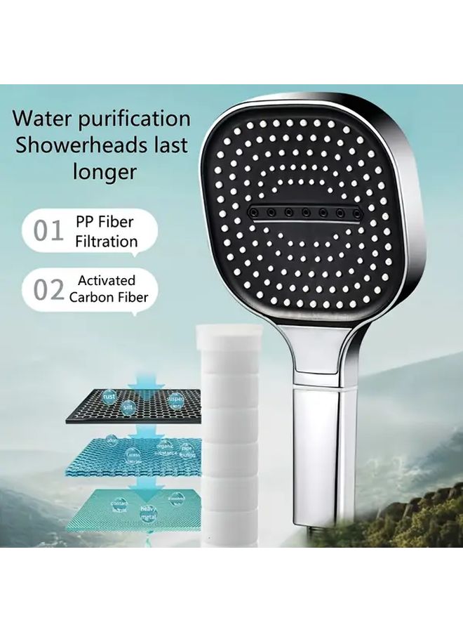 Black Nozzle Square Shower Head 135mm High Pressure Water Saving 3 Spray Settings Rain Mist Modes Anti Clogging Includes Filter - Image 5