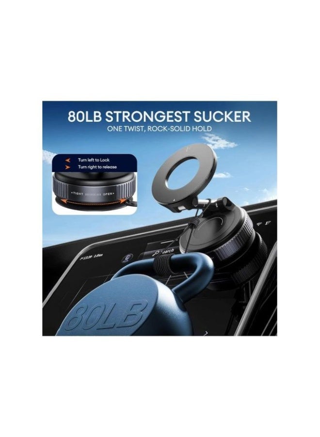 Magnetic Car Phone Holder with Strong Suction Base – 360-Degree Rotation – MagSafe Compatible - Image 4