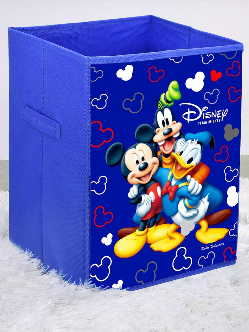 Kuber Industries Kuber Industries Disney Team Mickey Mouse Print Non Woven Fabric Foldable Laundry Basket, Toy Storage Basket, Cloth Storage Basket with Handles (Set of 2, Black & Royal Blue)-KUBMART3451  - Image 3