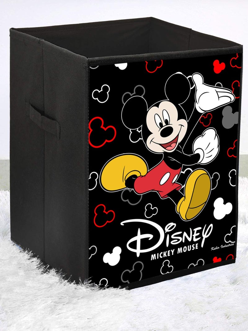 Kuber Industries Kuber Industries Disney Team Mickey Mouse Print Non Woven Fabric Foldable Laundry Basket, Toy Storage Basket, Cloth Storage Basket with Handles (Set of 2, Black & Royal Blue)-KUBMART3451  - Image 2